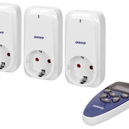 Sistema de 3 Tomadas ON-OFF c/ Comando Função Relógio e Temporizador - ORNO