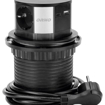 Tomada Elétrica Embutir c/ Carregador Qi Indução e 2 Portas USB (Preto) - ORNO