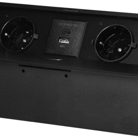 Extens?o Dupla Oculta POP-UP c/ Porta USB-A e USB-C p/ Secret?rias, Balc?es (Preto) - ORNO