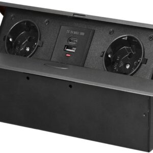 Extensão Dupla Oculta POP-UP c/ Porta USB-A e USB-C p/ Secretárias, Balcões (Grafite) - ORNO