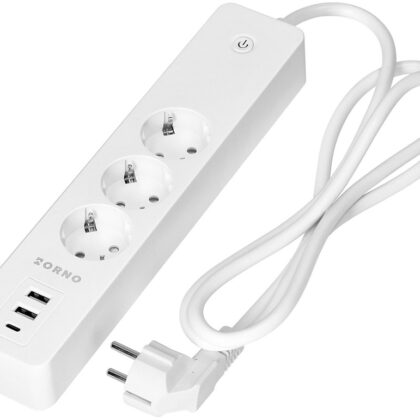 Extensão Tripla Wi-Fi Compatível Tuya 3 Tomadas c/ 3x USB (1x USB-C + 2x USB-A) - ORNO