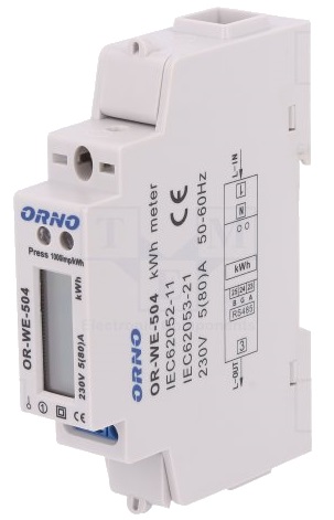 Medidor Digital de Custos de Energia Porta RS-485 p/ Calha DIN (Monofásico) 5(80)A - ORNO
