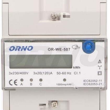 Medidor Digital de Custos de Energia p/ Calha DIN (Trifásico) 3x20(120)A - ORNO