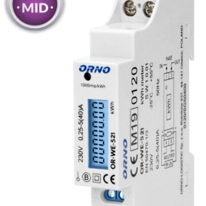 Medidor Digital de Custos de Energia p/ Calha DIN 40A c/ MID (Monof?sico) - ORNO