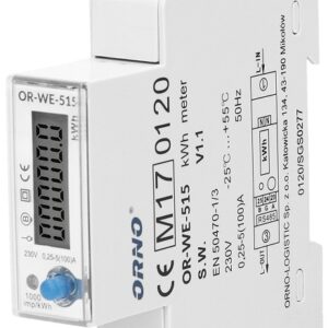 Medidor Digital de Consumo de Energia Multi-tarifa Monofásico (100A) c/ RS485 p/ Calha DIN - ORNO