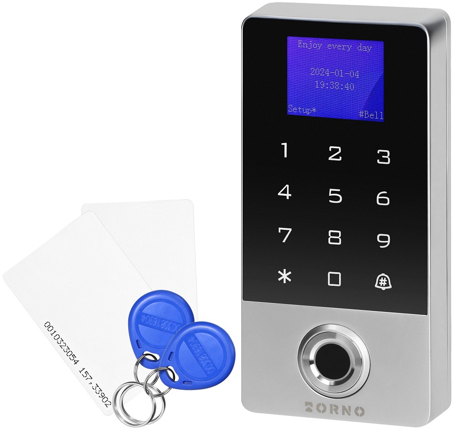 Leitor de Controlo de Acessos Wi-Fi Tuya (Código, RFID, Cartão e Impresão Digital) IP68 - ORNO