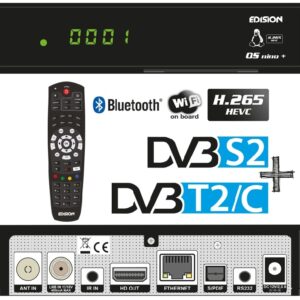 Receptor COMBO Satélite DVB-S2 + Cabo/TDT DVB-T2/C Full HD Wi-Fi/Bluetooth (Linux/Enigma2) - EDISION