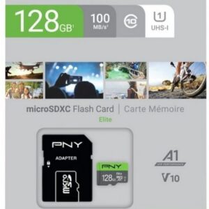 Cart?o de Mem?ria MicroSDXC 128GB (Classe 10) + Adaptador - PNY