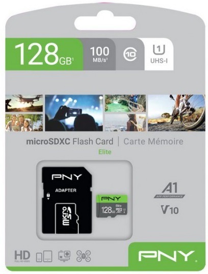 Cartão de Memória MicroSDXC 128GB (Classe 10) + Adaptador - PNY