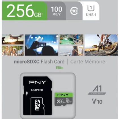 Cartão de Memória MicroSDXC 256GB (Classe 10) + Adaptador - PNY