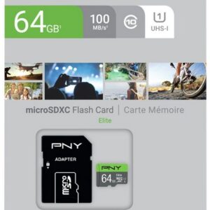 Cart?o de Mem?ria MicroSDXC 64GB (Classe 10) + Adaptador - PNY