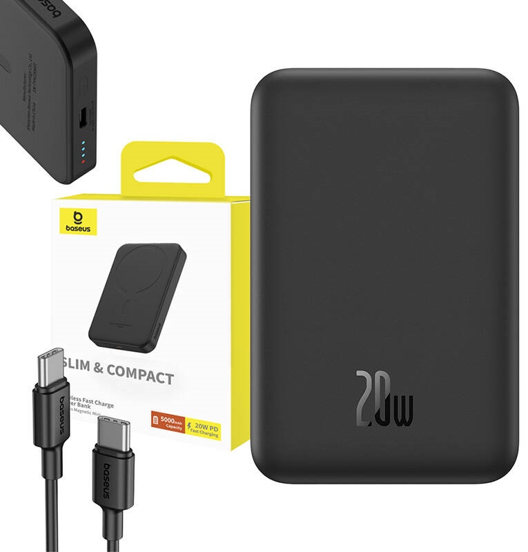 PowerBank Magnetic Mini 5000mAh 20W (Preto) - BASEUS