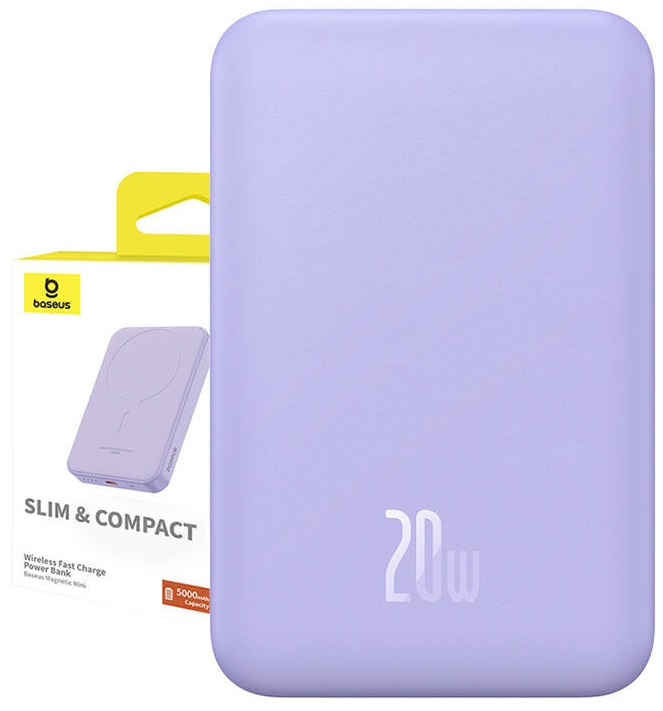 PowerBank Magnetic Mini 5000mAh 20W (Roxo) - BASEUS