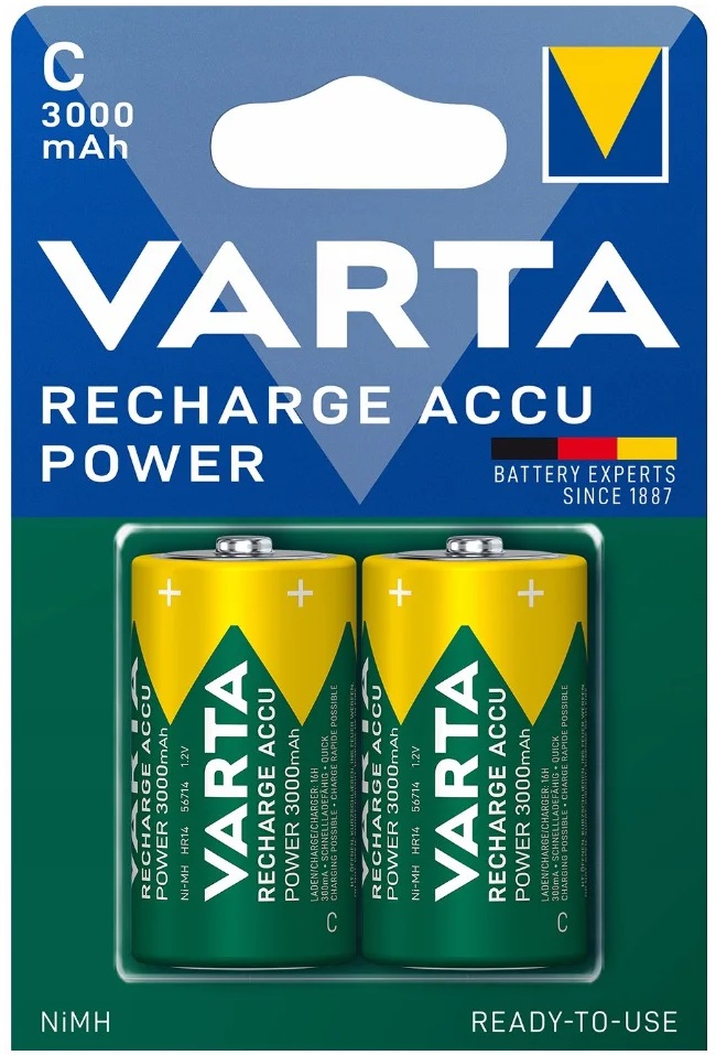 Blister 2x Pilhas Recarregáveis C 3000mAh - VARTA