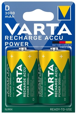 Blister 2x Pilhas Recarregáveis D (Mono) 3000mAh - VARTA
