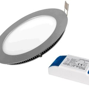 Painel de LED Redondo (A?o Escovado) ?19cm 15W 6000K 1500Lm