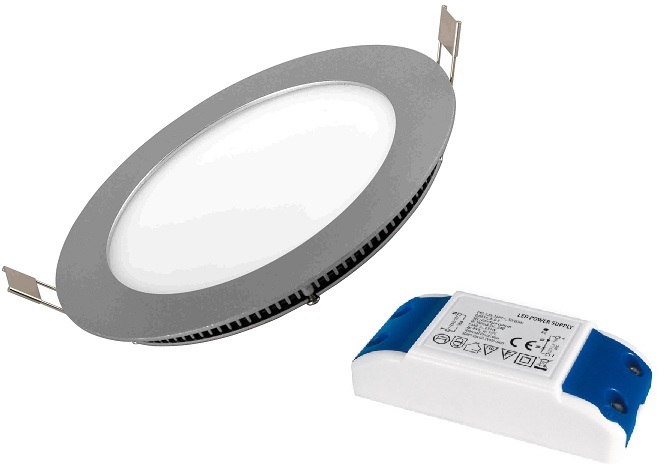 Painel de LED Redondo (Aço Escovado) Ø14,5cm 9W 6000K 810Lm