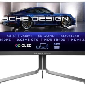 Monitor Curvo Gaming Porsche Design Agon Pro QD-OLED 49 PD49 DQHD 240Hz (Preto) - AOC