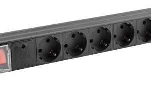 Extens?o p/ Rack 7 Tomadas c/ Interruptor 1U (Preto) - LANBERG