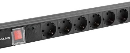 Extensão p/ Rack 7 Tomadas c/ Interruptor 1U (Preto) - LANBERG