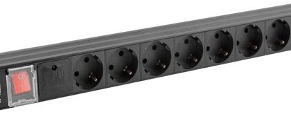 Extensão p/ Rack 8 Tomadas c/ Interruptor 1U (Preto) - LANBERG