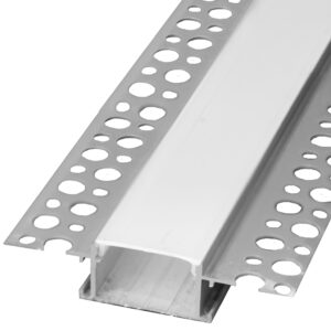Perfil Embutir em Pladur c/ Difusor Opaco p/ Fita de LEDs (Frente Embutida) - 2 mts