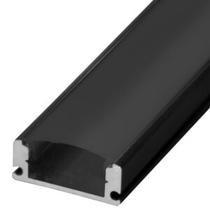 Perfil Alum?nio em Preto c/ Difusor Preto Opaco p/ Fita de LEDs - 2 mts