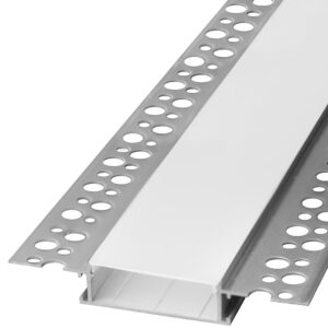 Perfil Embutir em Pladur c/ Difusor Opaco p/ Fita de LEDs (Frente Embutida) - 2 mts