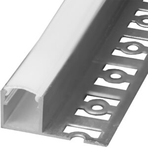 Perfil Embutir em Pladur c/ Difusor Opaco p/ Fita de LEDs (Embutida ao Canto) - 2 mts
