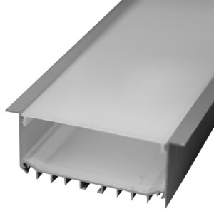 Perfil Embutir c/ Difusor Opaco p/ 8x Fita de LEDs - 2 mts