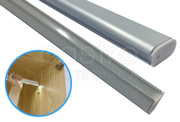 Perfil Aluminio c/ Difusor Opaco p/ Roupeiros, ... (2 mts)