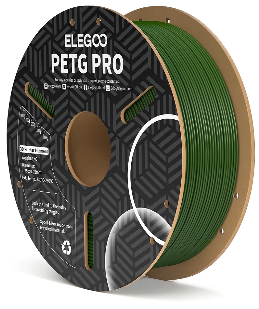 Filamento de Impressão 3D PETG Pro 1,75mm 1Kg (Verde Oliva) - ELEGOO