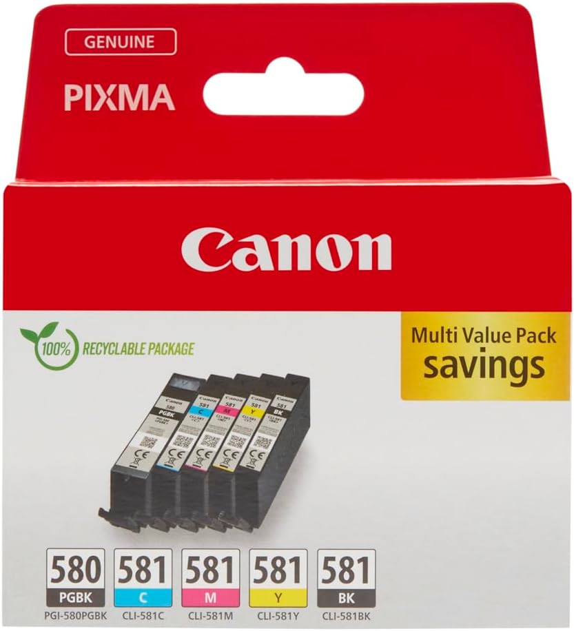 Pack 5x Tinteiros PGI-580/CLI-581 (Preto/Cores) - CANON