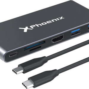 Hub USB-C 6-EM-1 (2x USB 3.0 / HMDI 4K/ Leitor de Cart?es / 1x USB-C) - PHOENIX