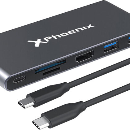 Hub USB-C 6-EM-1 (2x USB 3.0 / HMDI 4K/ Leitor de Cartões / 1x USB-C) - PHOENIX