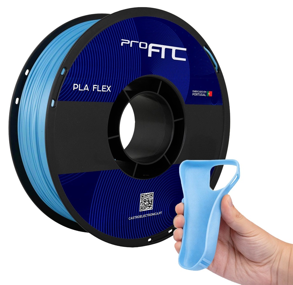 Filamento de Impressão 3D PLA-Flex 1,75mm 1Kg (Azul Claro) - ProFTC