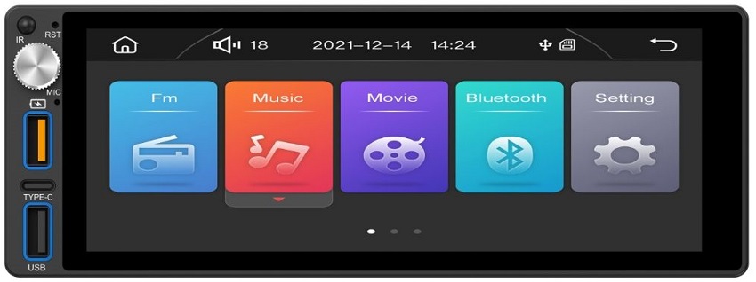 Auto-Rádio FM Tátil 1DIN 6,86 CarPlay / Android Auto / FM / Bluetooth / Mirrorlink - WELL