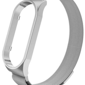 Pulseira Metálica Milanesa Compatível c/ Xiaomi Mi Band 7 (Prateado)