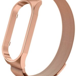 Pulseira Met?lica Milanesa Compat?vel c/ Xiaomi Mi Band 7 (Rosa Dourado)