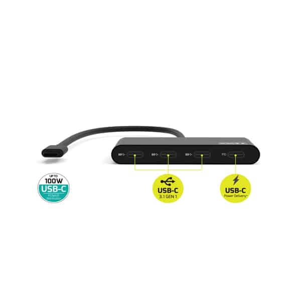 Hub Port Usb-c 3xportas Usb-c + 1xUsb-c Power Delivery