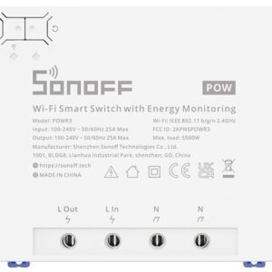 Interruptor Inteligente Wi-Fi de Alta Pot?ncia c/ Medi??o de Energia - Sonoff POW R3