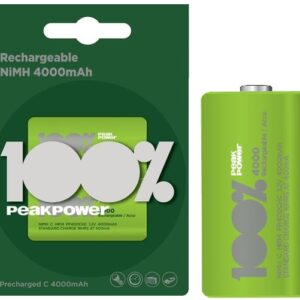 Blister 2 Pilhas Recarreg?veis C / R14 Ni-Mh 1,2V 4000mAh - PEAK POWER