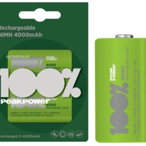 Blister 2 Pilhas Recarreg?veis D / R20 Ni-Mh 1,2V 4000mAh - PEAK POWER