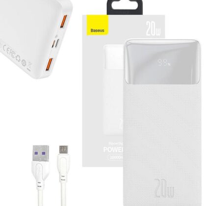PowerBank Bipow 10000mAh 20W (Branco) - BASEUS