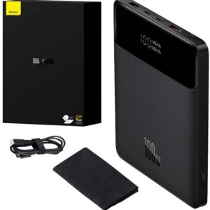 PowerBank Blade 20000mAh (2x USB + 2x USB-C + Cabo USB-C) 100W (Preto) - BASEUS