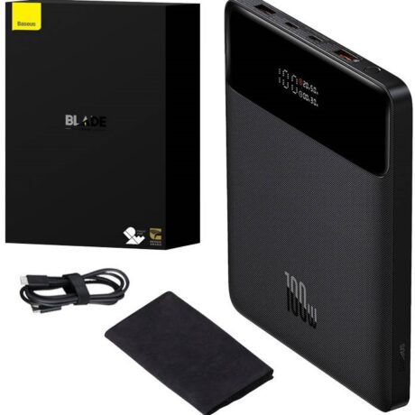 PowerBank Blade 20000mAh (2x USB + 2x USB-C + Cabo USB-C) 100W (Preto) - BASEUS