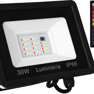 Projector LED RGB IP65 220VAC 30W 2000Lm c/ Comando