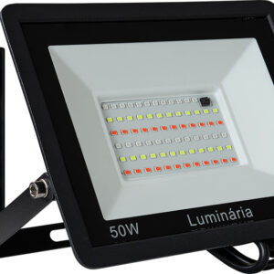 Projector LED RGB IP65 220VAC 50W 3000Lm c/ Comando