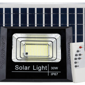Kit Projector LED 30W Branco F. 6000K c/ Sensor + Painel Solar (IP67)