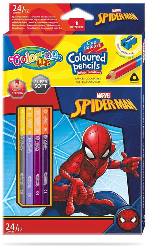 Caixa 12 Lápis 24 Cores Colorino Disney Spiderman - COLORINO